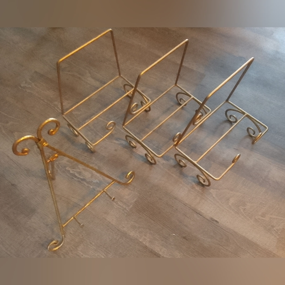 4 Gold Metal Display Stands